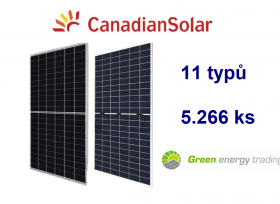Prodej fotovoltaických panelů zn. Canadian Solar - 11 typů,celkem 5.266 kusů z majetku Green Energy Trading s.r.o. - ODPOČET DPH